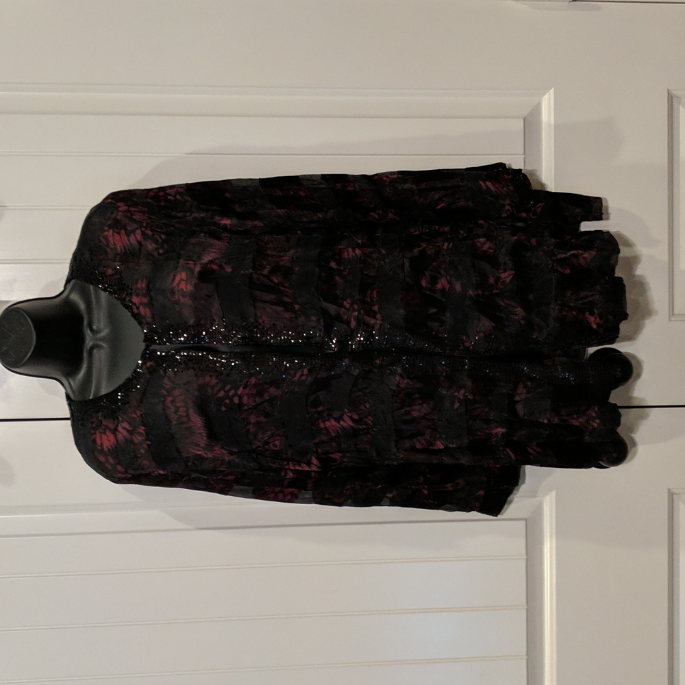 Chico's sheer black and red blouse size 2